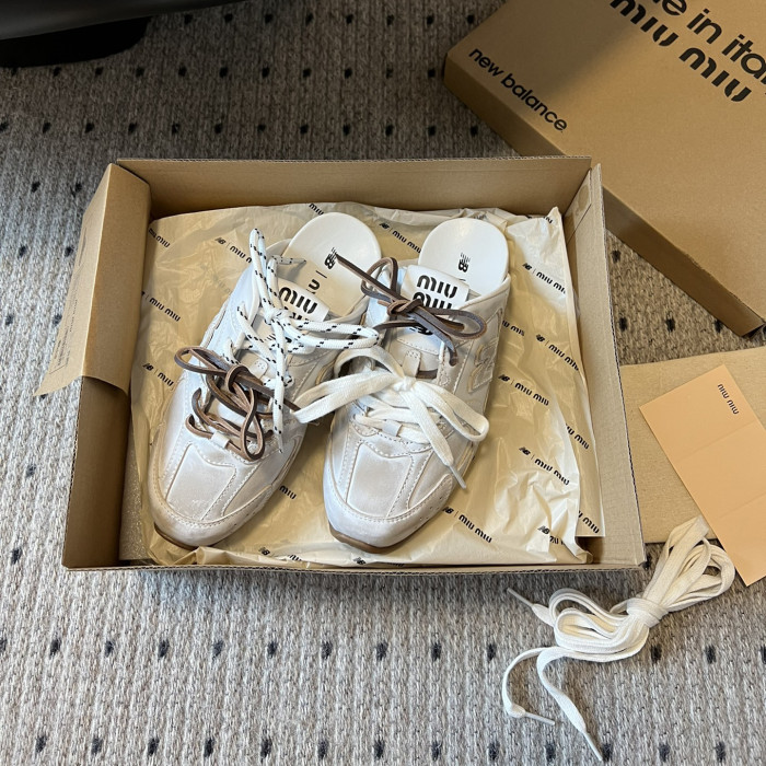 NIGO MiuMiu Men's and Women's Casual Leather Mesh Double Lace Lacing Slippers Shoes #nigo72344