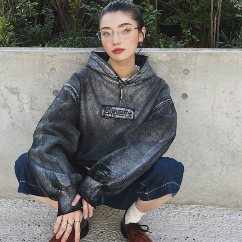NIGO Supreme x MM6 Maison Margiela Men's And Women's Spring And Fall Paint Do Old Gradient Logo Hoodie Hooded Sweatshirt Casual Loose High Street Trend Tops  #nigo71347