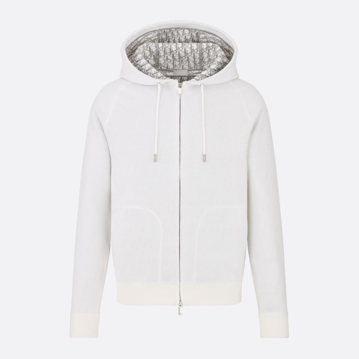 NIGO Dior Men's Autumn/Winter Monogrammed Lined Solid Color Wool Blend Hooded Zip-Up Jacket #nigo72348