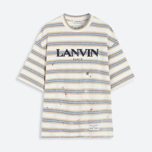 NIGO Lanvin X Gallery Dept Men's Summer Logo Letter Embroidery Stripe Round Neck Loose Short Sleeve T-Shirt #nigo72353