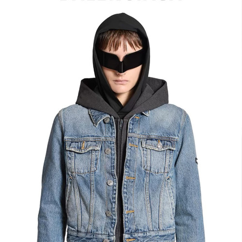 NIGO Balenciaga Men's Women's Spring and Autumn Solid Color Lapel Fit Single Breasted Long Sleeve Hooded Sweatshirt Spliced Denim Jacket Coat Ngvp #nigo8749