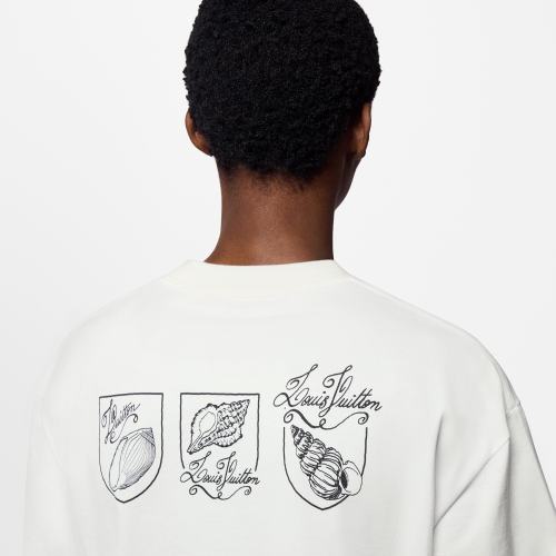 NIGO Louis Vuitton Men's Women's Summer Letter Shell Printed Cotton Short Sleeve Casual Fit White T-Shirt #nigo71351
