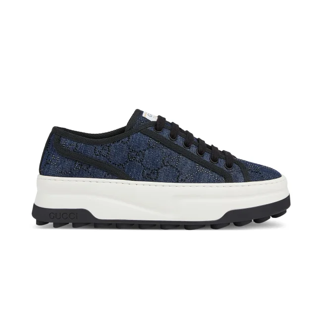 NIGO Gucci Women's Blue Round Toe Hot Rhinestone Letter Low Top Lace Up Sneakers Shoes #nigo72358