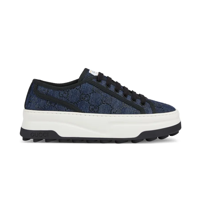 NIGO Gucci Women's Blue Round Toe Hot Rhinestone Letter Low Top Lace Up Sneakers Shoes #nigo72358