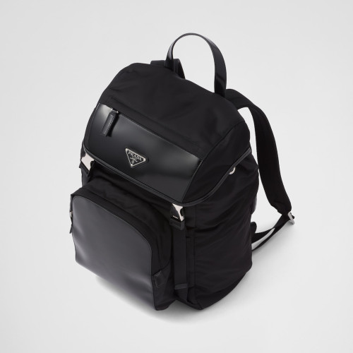 Prada Men's Cowhide Shoulder Bag Flap Drawstring Metal Logo Fashion Large Capacity Backpack Bags  #nigo71352