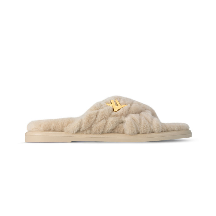 NIGO Louis Vuitton Women's Summer Wool Leather Upper Letters Metal Decoration Flat Bottom One Slipper Sandals Shoes #nigo72379