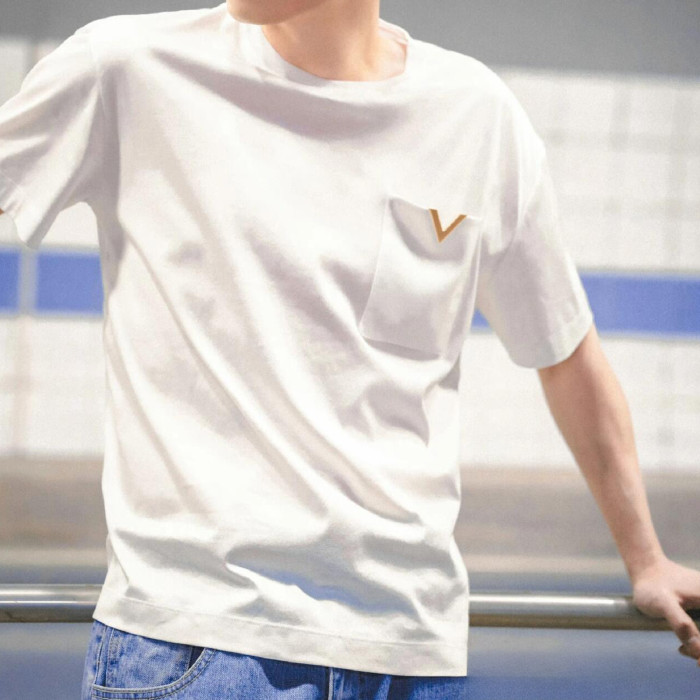 NIGO Valentino Men's Spring Summer Cotton Short Sleeve Fashion Casual Pocket Solid Color Simple T-Shirt Ngvp#nigo8768