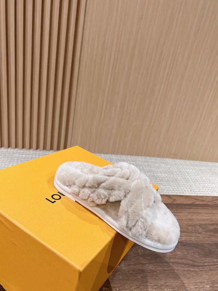 NIGO Louis Vuitton Women's Summer Wool Leather Upper Letters Metal Decoration Flat Bottom One Slipper Sandals Shoes #nigo72379