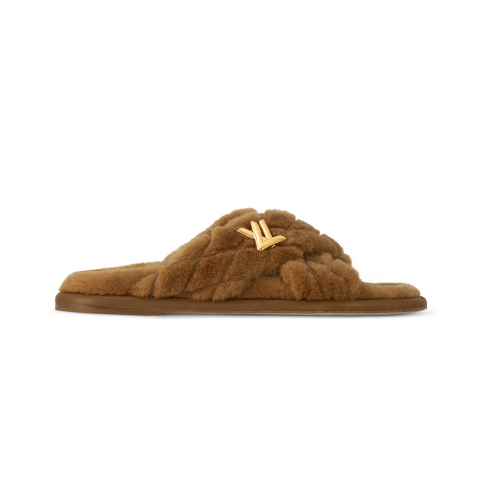 NIGO Louis Vuitton Women's Summer Wool Leather Upper Letters Metal Decoration Flat Bottom One Slipper Sandals Shoes #nigo72379