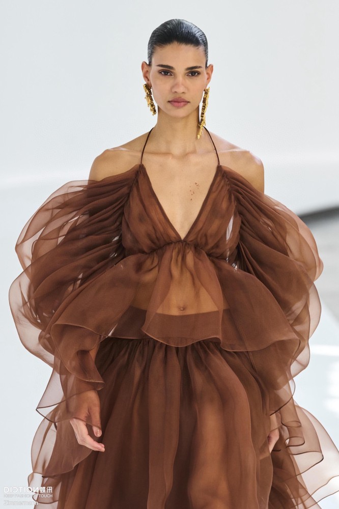 NIGO Zimmermann  Women's Spring/summer Brown Hanging Neck Hundred Pleats Silk Dress Elegant And Noble Thin Gauze Large Hem Top Half Skirt Suit Set #nigo71356