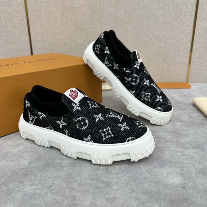 NIGO Louis Vuitton Men's Spring And Fall Round Toe Overshoes Plaid Print Pattern Slip-on Casual Shoes #nigo72381