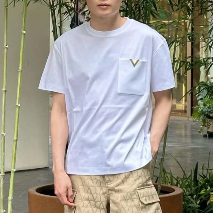 NIGO Valentino Men's Spring Summer Cotton Short Sleeve Fashion Casual Pocket Solid Color Simple T-Shirt Ngvp#nigo8768