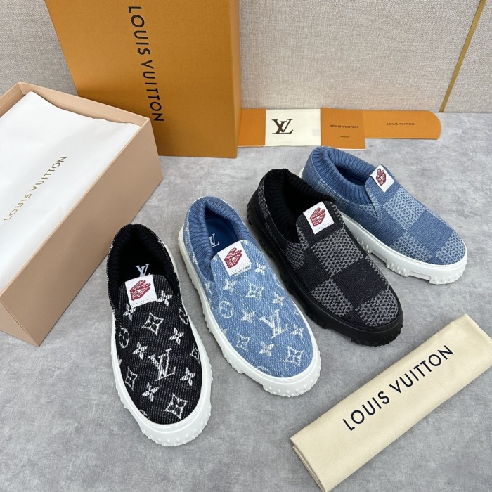 NIGO Louis Vuitton Men's Spring And Fall Round Toe Overshoes Plaid Print Pattern Slip-on Casual Shoes #nigo72381