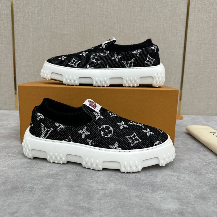 NIGO Louis Vuitton Men's Spring And Fall Round Toe Overshoes Plaid Print Pattern Slip-on Casual Shoes #nigo72381