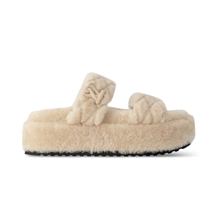 NIGO Louis Vuitton Women's Summer Wool Leather Upper Letters Metal Decoration Flat Bottom One Slipper Sandals Shoes #nigo72379