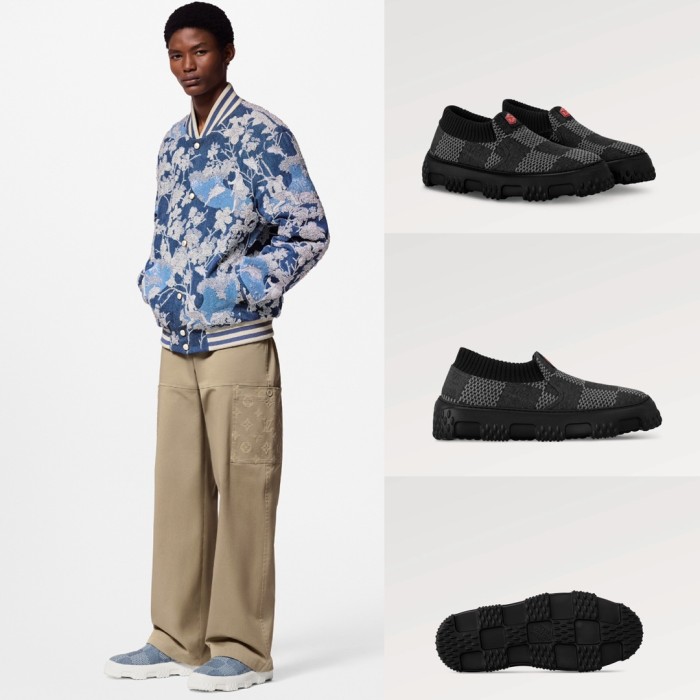 NIGO Louis Vuitton Men's Spring And Fall Round Toe Overshoes Plaid Print Pattern Slip-on Casual Shoes #nigo72381