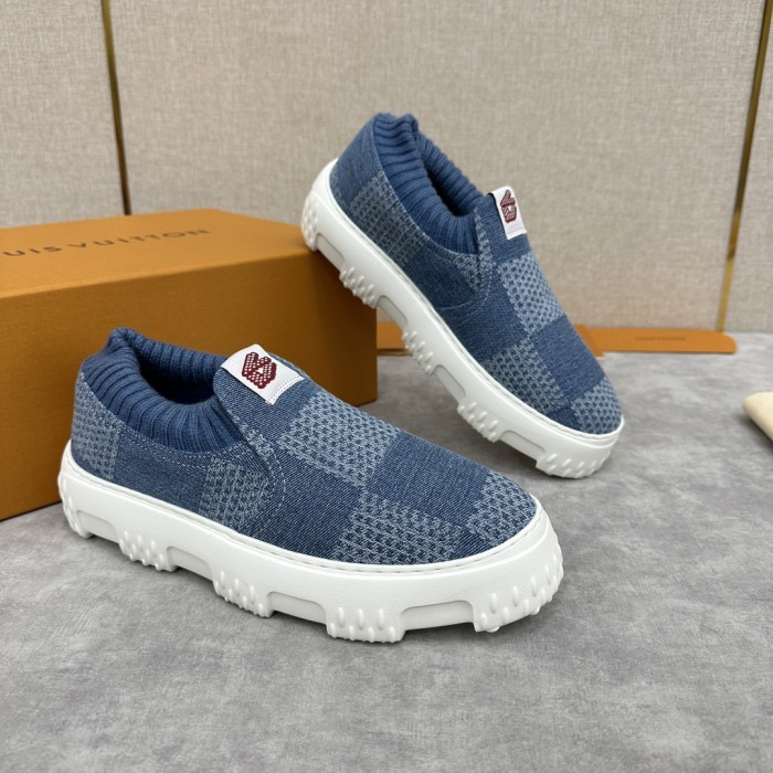 NIGO Louis Vuitton Men's Spring And Fall Round Toe Overshoes Plaid Print Pattern Slip-on Casual Shoes #nigo72381