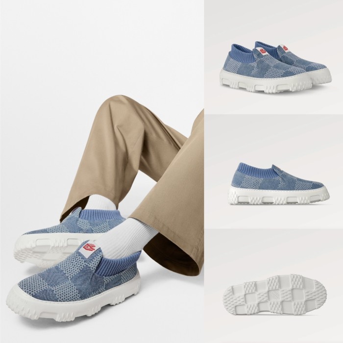 NIGO Louis Vuitton Men's Spring And Fall Round Toe Overshoes Plaid Print Pattern Slip-on Casual Shoes #nigo72381