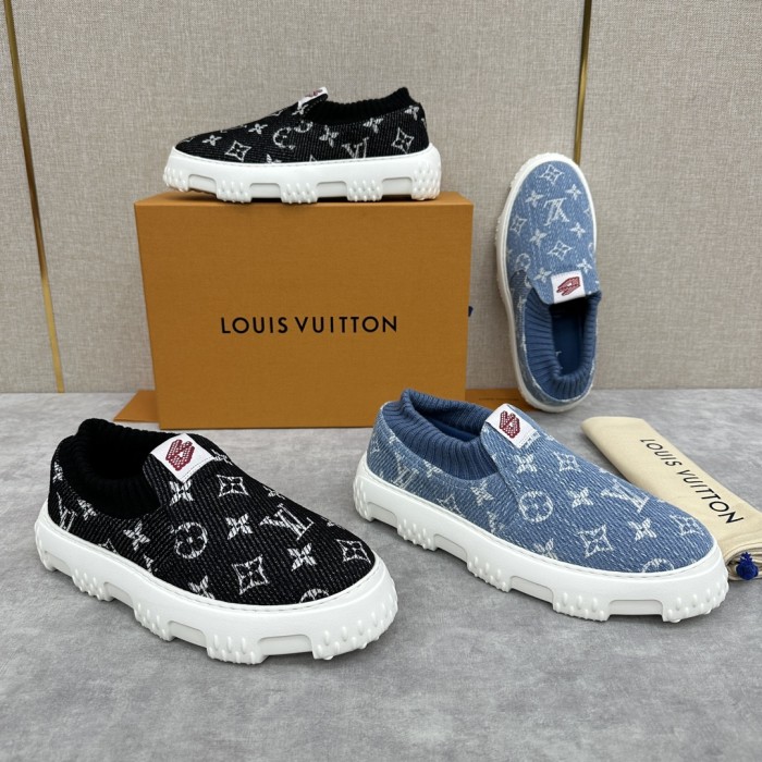 NIGO Louis Vuitton Men's Spring And Fall Round Toe Overshoes Plaid Print Pattern Slip-on Casual Shoes #nigo72381