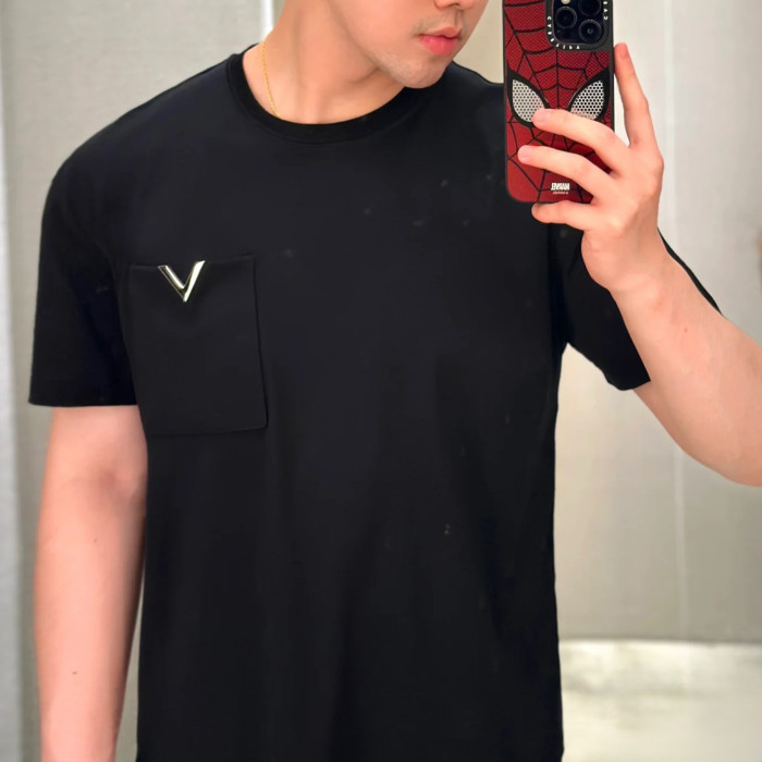 NIGO Valentino Men's Spring Summer Cotton Short Sleeve Fashion Casual Pocket Solid Color Simple T-Shirt Ngvp#nigo8768