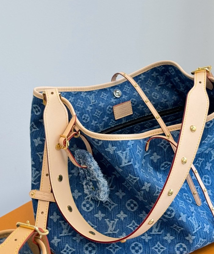 NIGO Louis Vuitton Women's Blue Monogram Printed Adjustable Strap Canvas Leather Tote Shoulder Bag Bags #nigo72396