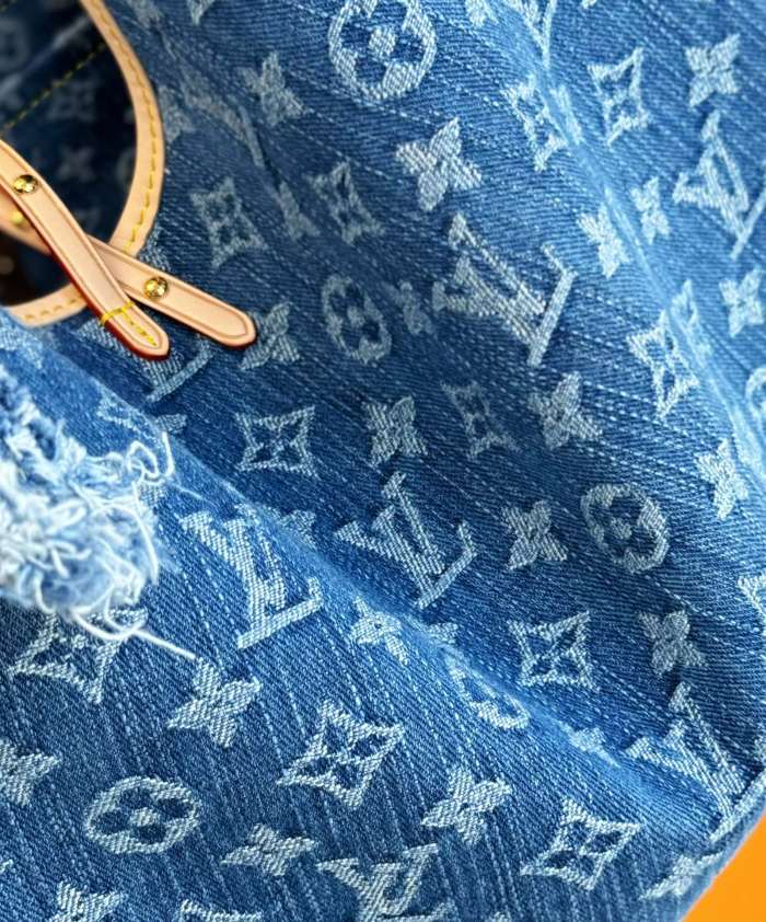 NIGO Louis Vuitton Women's Blue Monogram Printed Adjustable Strap Canvas Leather Tote Shoulder Bag Bags #nigo72396