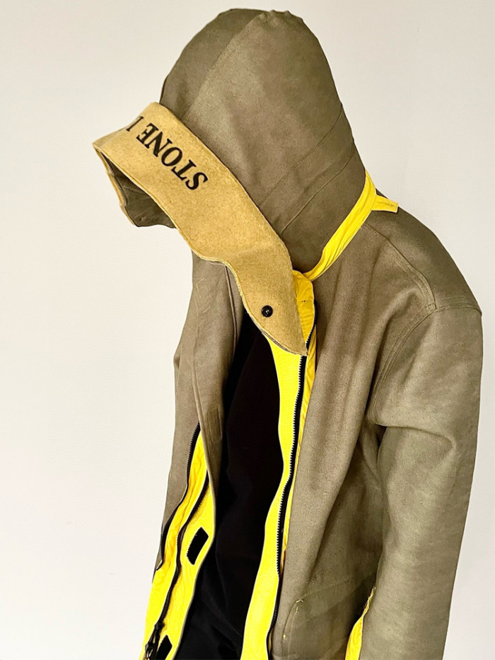 NIGO Stone Island Men's Fall And Winter Winter Thickened Suede Printed Hooded Coat Front And Back Wear Jacket With Liner #nigo72395