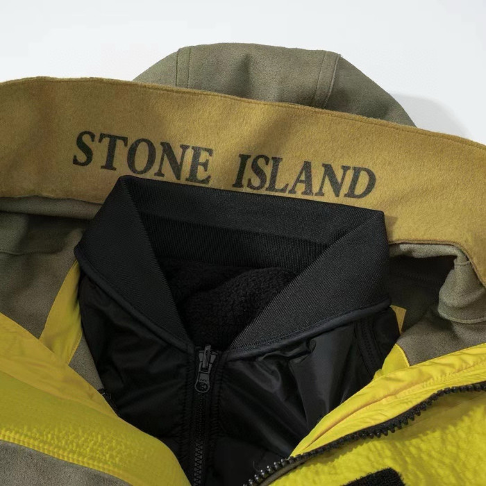 NIGO Stone Island Men's Fall And Winter Winter Thickened Suede Printed Hooded Coat Front And Back Wear Jacket With Liner #nigo72395