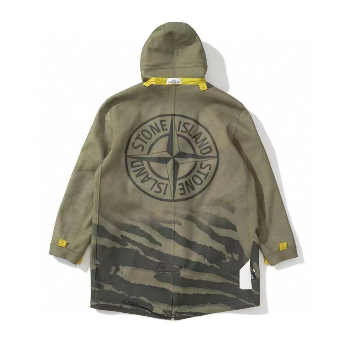 NIGO Stone Island Men's Fall And Winter Winter Thickened Suede Printed Hooded Coat Front And Back Wear Jacket With Liner #nigo72395