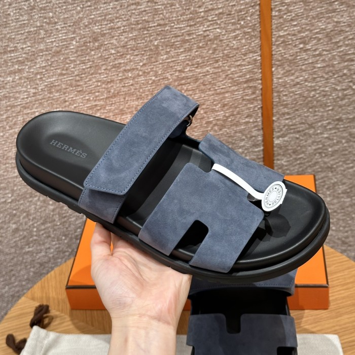 NIGO Hermes Chypre Men's Solid Color Suede Velcro Flat Fashion Sandals Shoes #nigo72385