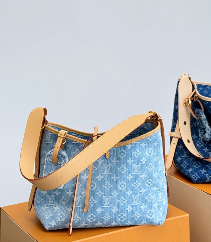 NIGO Louis Vuitton Women's Blue Monogram Printed Adjustable Strap Canvas Leather Tote Shoulder Bag Bags #nigo72396