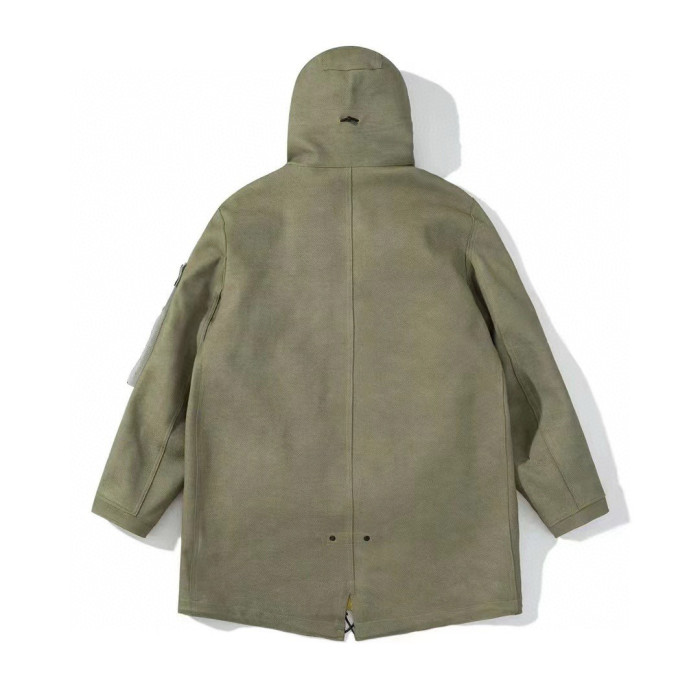 NIGO Stone Island Men's Fall And Winter Winter Thickened Suede Printed Hooded Coat Front And Back Wear Jacket With Liner #nigo72395