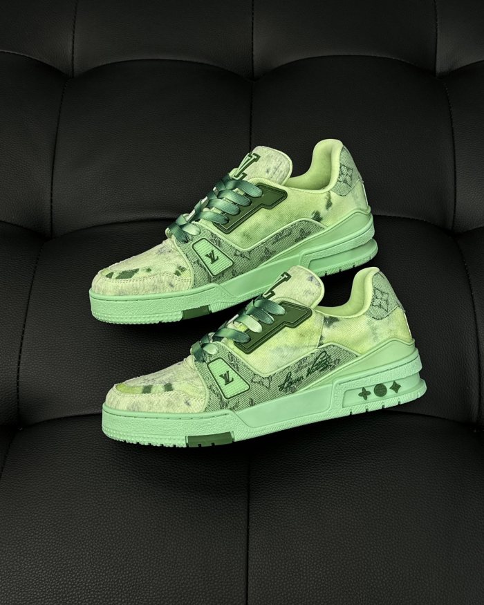 NIGO Louis Vuitton LV Trainer Men's Gradient Lace Up Denim Low Top Lace Up Board Shoes Sneakers #nigo72383
