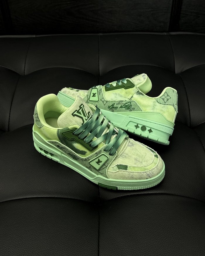 NIGO Louis Vuitton LV Trainer Men's Gradient Lace Up Denim Low Top Lace Up Board Shoes Sneakers #nigo72383