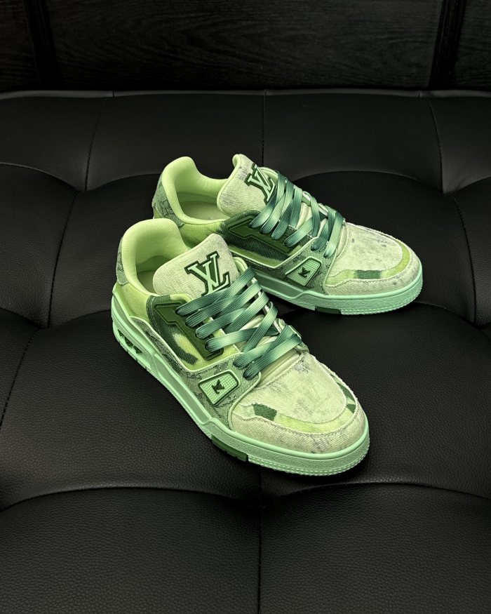 NIGO Louis Vuitton LV Trainer Men's Gradient Lace Up Denim Low Top Lace Up Board Shoes Sneakers #nigo72383