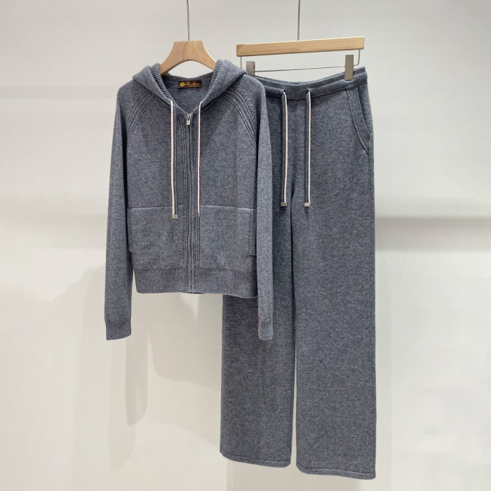 NIGO Loro Piana Women's Spring And Autumn Fashion Casual Knitted Drawstring Hooded Suit Long Pants Long Sleeve Solid Color Cashmere Sweater Ngvp #nigo8772