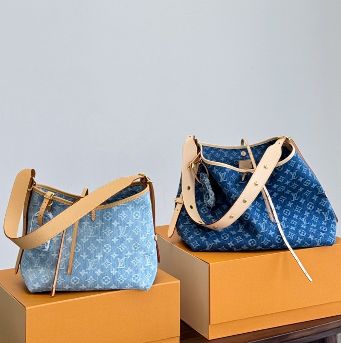 NIGO Louis Vuitton Women's Blue Monogram Printed Adjustable Strap Canvas Leather Tote Shoulder Bag Bags #nigo72396