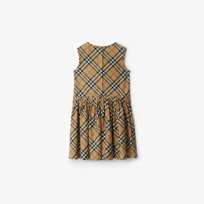 NIGO Burberry Kid's Summer Plaid Full Print Cotton Round Neck Short Pleated Sleeveless Dress #nigo31313
