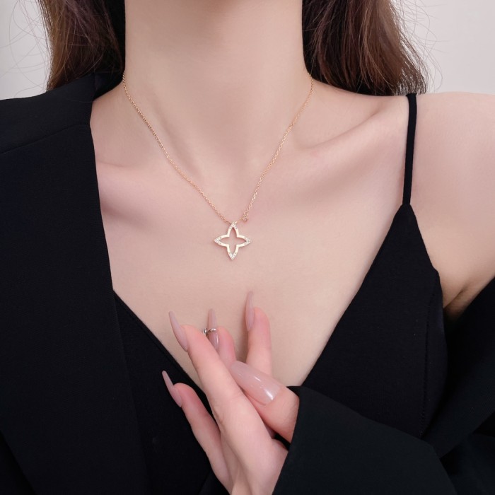 NIGO Louis Vuitton OMBRE BLOSSOM Women's Star Silhouette Diamond Set Solid Color Necklace Jewelry #nigo72399