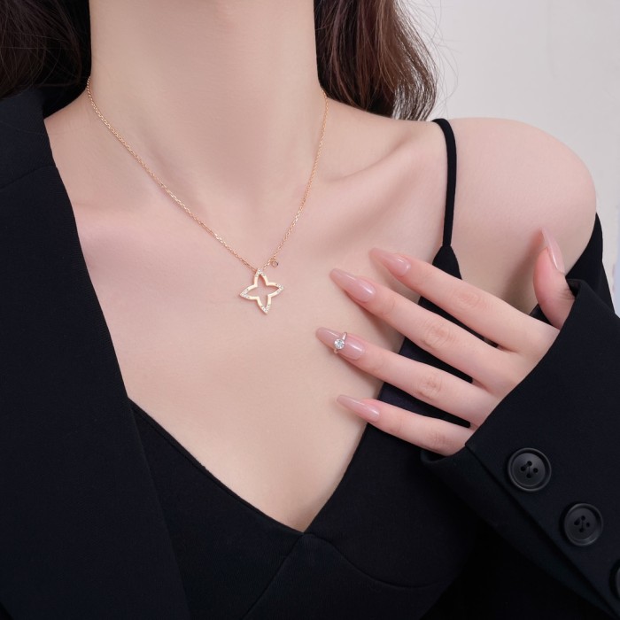 NIGO Louis Vuitton OMBRE BLOSSOM Women's Star Silhouette Diamond Set Solid Color Necklace Jewelry #nigo72399