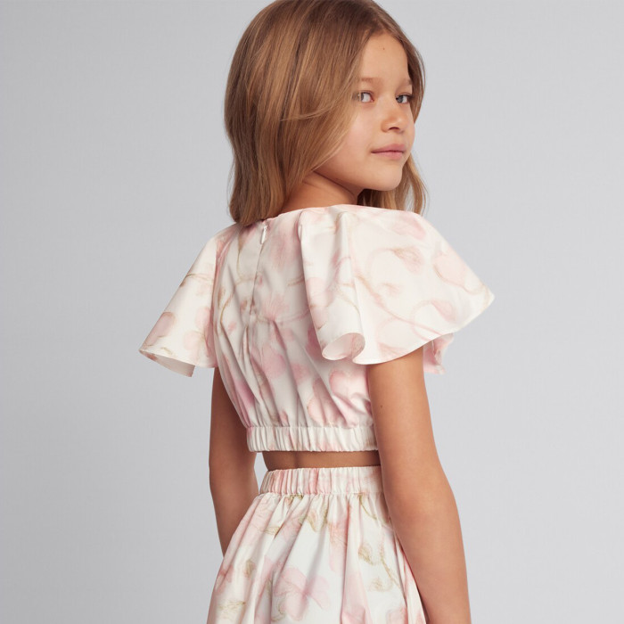 NIGO Dior Kid's Summer Floral Print Short Chiffon Top Casual Long Half-body Skirt Set #nigo31315