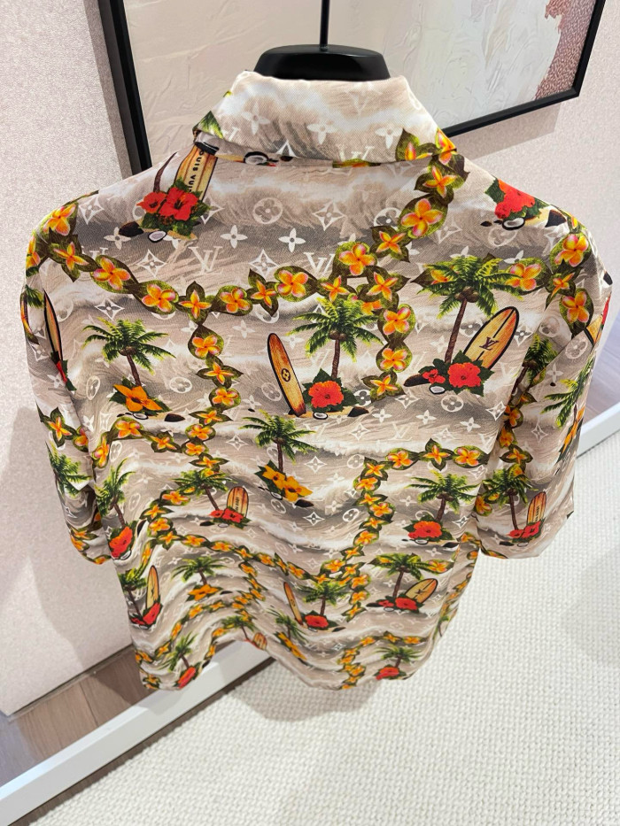 NIGO Louis Vuitton Men's Summer Floral Beach Print Single Breasted Short Sleeve Shirt Elasticated Waist Shorts Set Suit #nigo72421