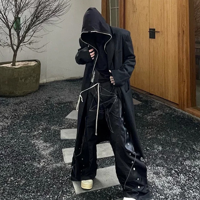 NIGO Rick Owens Men's Four Seasons Dark Line Button Workwear Pants Loose Retro Trend Drawstring Straight Leg Pants Ngvp #nigo8779