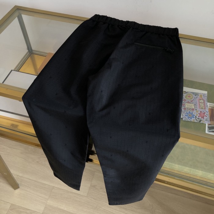 NIGO Louis Vuitton Men's Spring and Fall Black Dark Logo Print Elastic Waist Cotton Pants #nigo72427