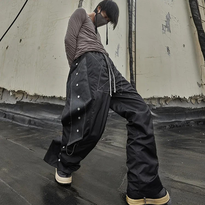 NIGO Rick Owens Men's Four Seasons Dark Line Button Workwear Pants Loose Retro Trend Drawstring Straight Leg Pants Ngvp #nigo8779