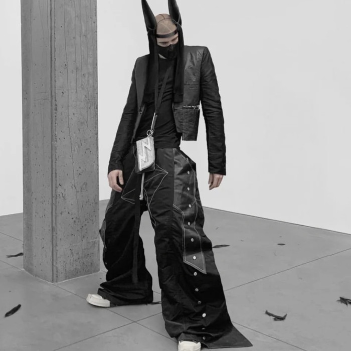 NIGO Rick Owens Men's Four Seasons Dark Line Button Workwear Pants Loose Retro Trend Drawstring Straight Leg Pants Ngvp #nigo8779
