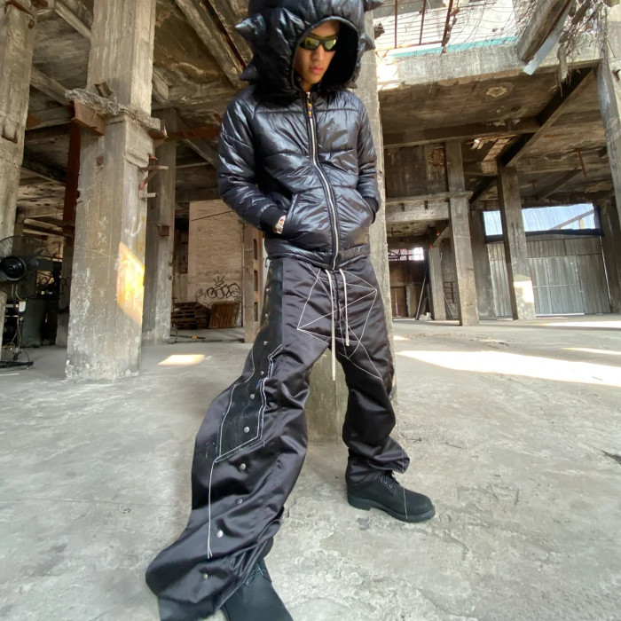 NIGO Rick Owens Men's Four Seasons Dark Line Button Workwear Pants Loose Retro Trend Drawstring Straight Leg Pants Ngvp #nigo8779