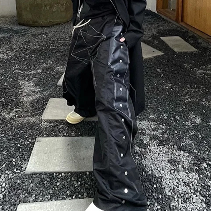NIGO Rick Owens Men's Four Seasons Dark Line Button Workwear Pants Loose Retro Trend Drawstring Straight Leg Pants Ngvp #nigo8779