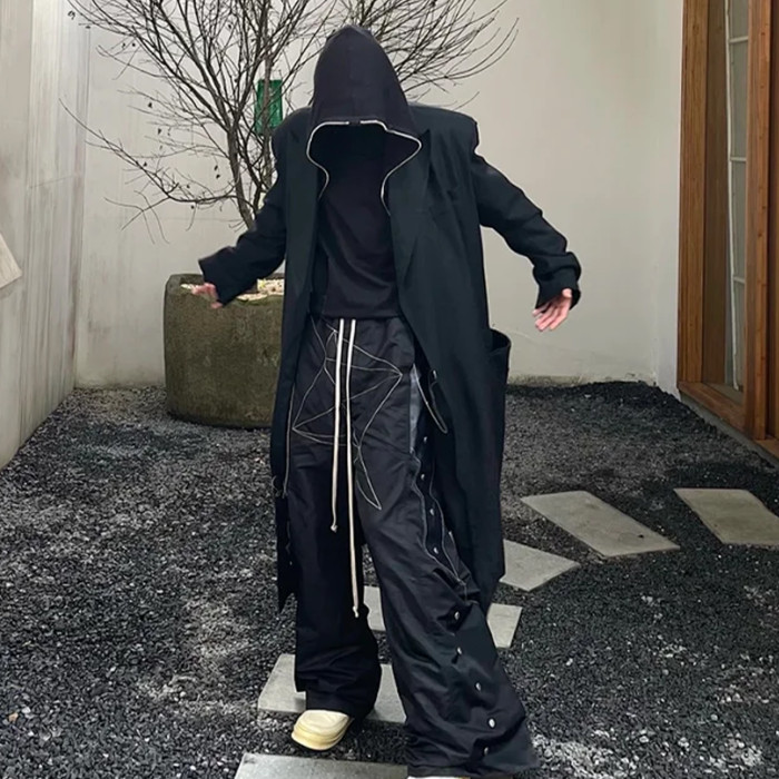 NIGO Rick Owens Men's Four Seasons Dark Line Button Workwear Pants Loose Retro Trend Drawstring Straight Leg Pants Ngvp #nigo8779