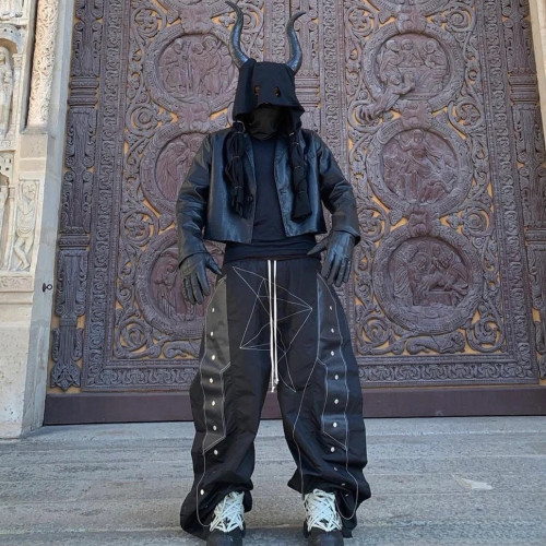 NIGO Rick Owens Men's Four Seasons Dark Line Button Workwear Pants Loose Retro Trend Drawstring Straight Leg Pants Ngvp #nigo8779